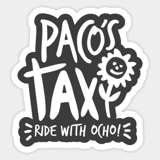 Paco's Taxi (White on Asphalt) Sticker